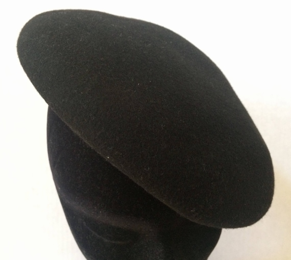 Vintage 30's Black Felt Beret/ Sandswept by Henry