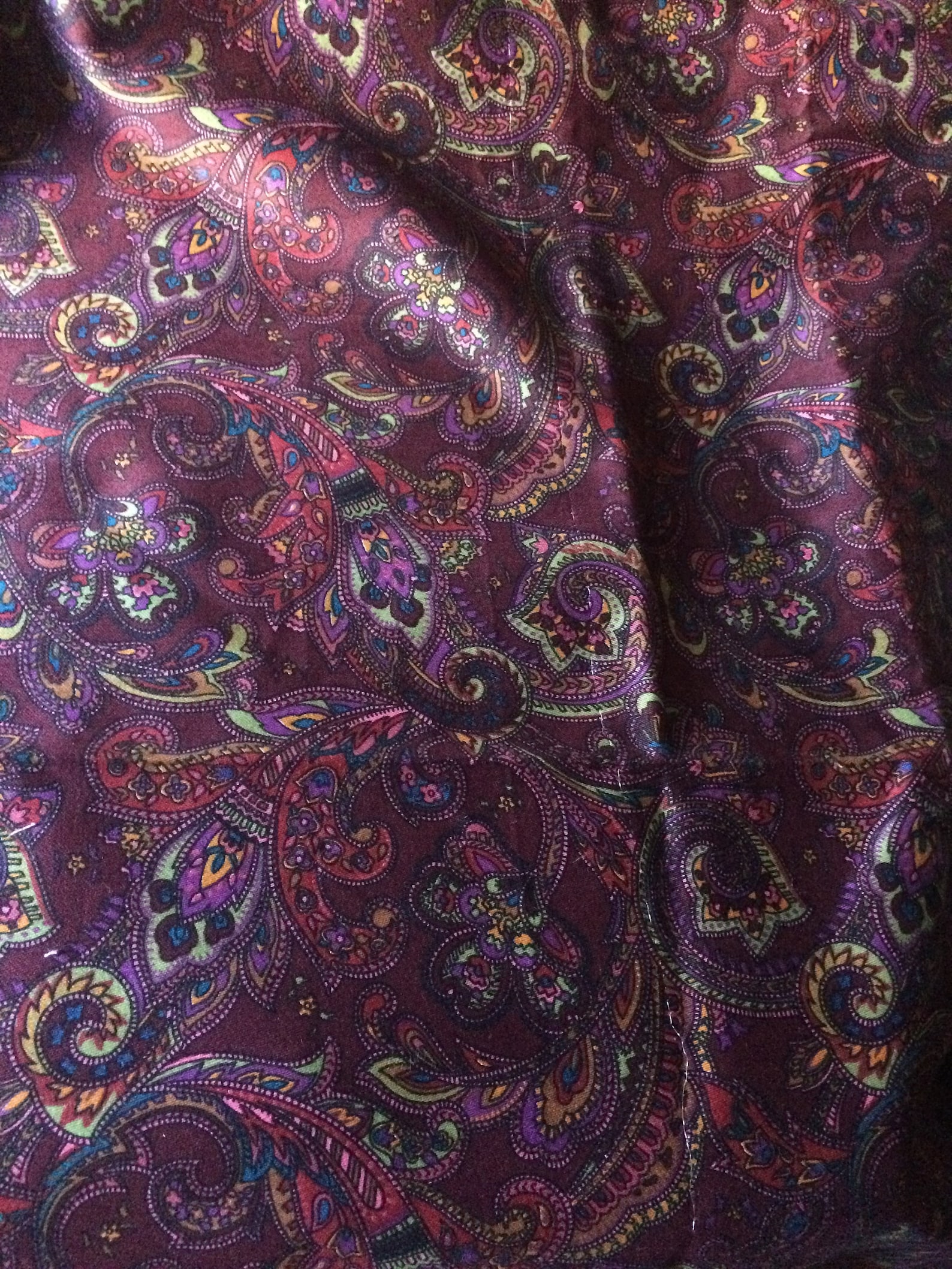 Vintage Fabric Dark Burgundy Paisley Cotton Made in England - Etsy