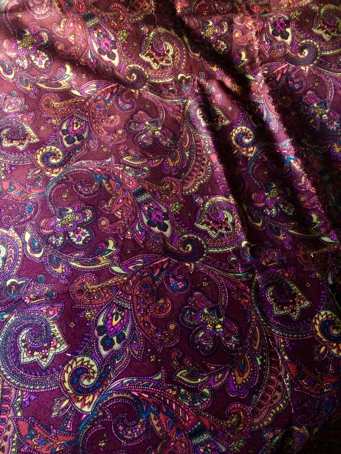 Vintage Fabric Dark Burgundy Paisley Cotton Made in England - Etsy