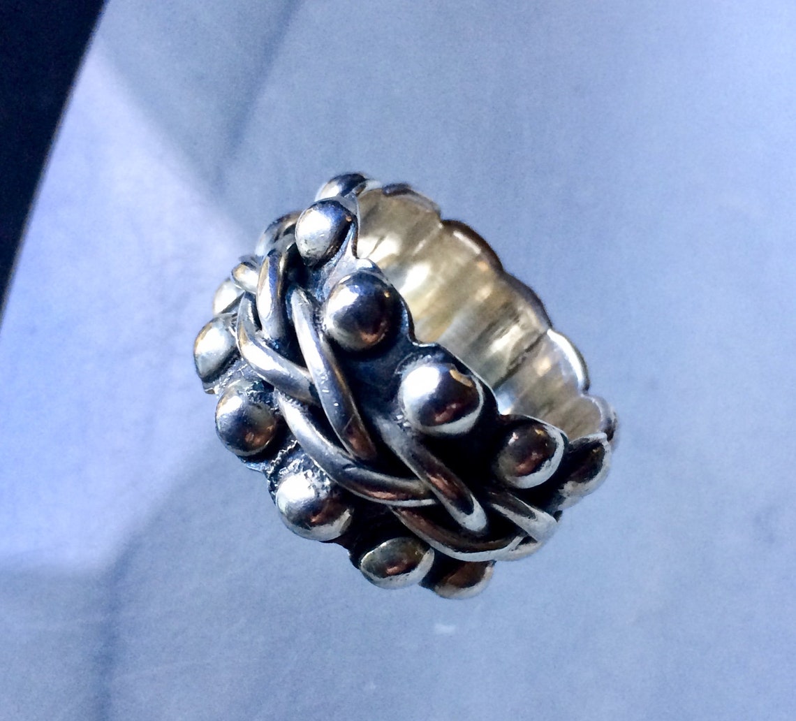 Anillo de plata de ley Vintage Taxco diseño de bola y cuerda | Etsy