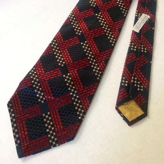 Vintage CHRISTIAN DIOR Silk Jacquard Men's Tie, Wide … Gem