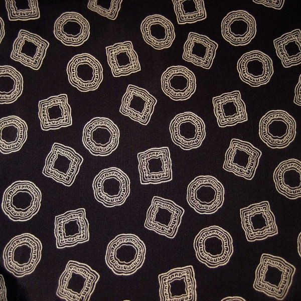 Vintage 1940's Rayon Fabric Yardage Navy Blue with Geometric Design  4.3 yds.