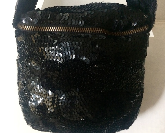 Vintage 30's Black Sequin Evening Purse