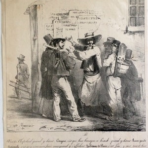 Original Antique 19th C. French Political Satire Lithograph for La Caricature Journal, Louis Henri de Rudder