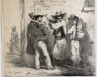 アンティーク オノレ ドーミエ リトグラフ: フランス風刺画、1870