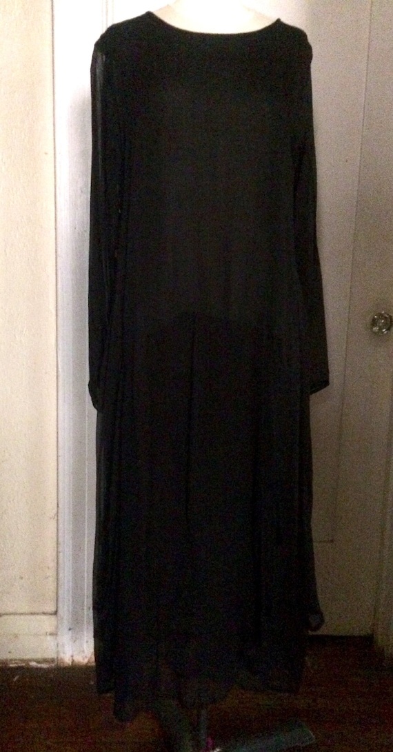 Vintage LEW MAGRAM Black Sheer Dropwaist Long Dres