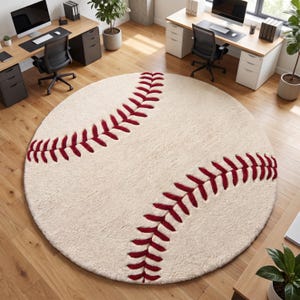 Handmade Baseball Field Rug Rectangular | Tufted Sports Nursery Carpet | Boys Bedroom & Playroom Decor