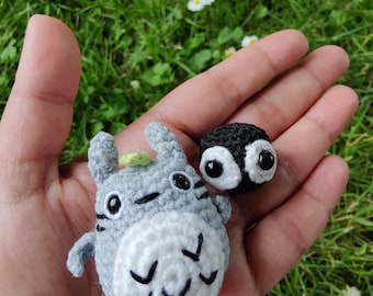Anime Crochet Totoro-Inspired Keychain Charm, Miniature Toy