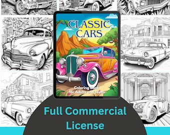 50 Oldtimer Ausmalbilder für Erwachsene | Jungen Malvorlagen | Rechte weiterverkaufen | KDP Interior | Malvorlagen für Erwachsene | Sofortdownload |