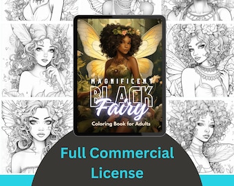 50 Black Fairy Coloring  | Adults Coloring Books | |Instant Download |Grayscale Coloring Page | Printable PD || KDP Interior | Resell Rights
