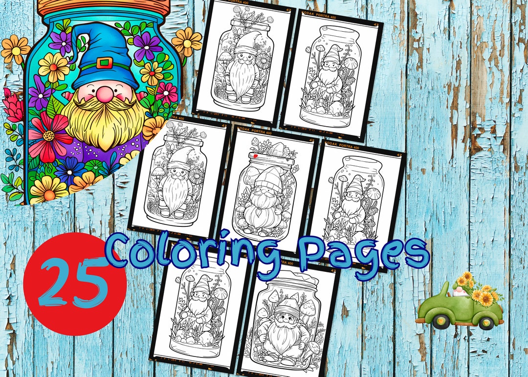 25 Charming Gnome Coloring Pages | Adults Coloring Books | |instant