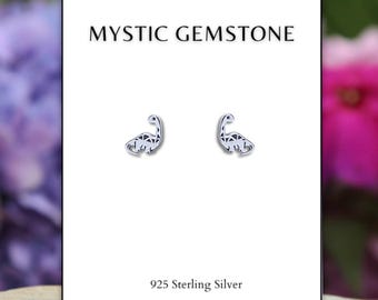 Tiny Dinosaur Stud Earrings: 925 Sterling Silver Dinosaur Jewelry