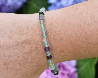 Fluorite Beaded Bracelet, Grade A+ Genuine Gemstone, Insight Crystal