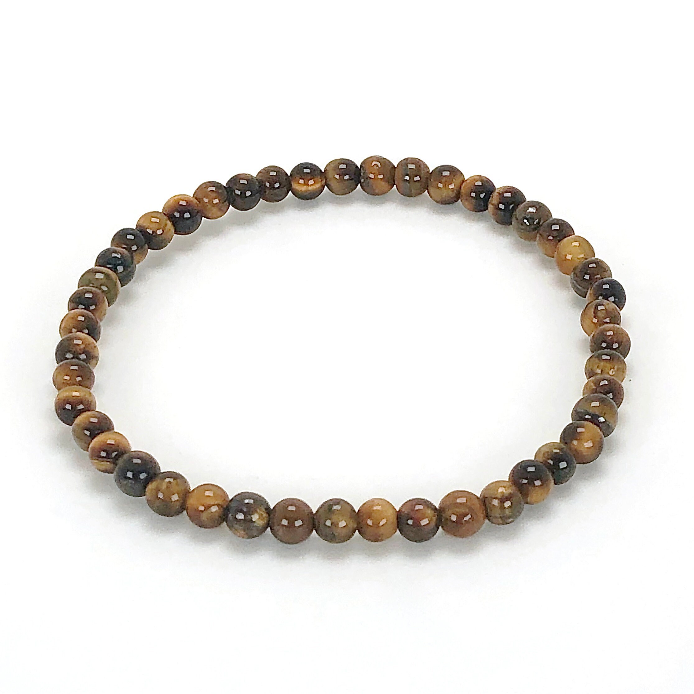 Tiger Eye 4mm Beaded Grade A+ Genuine Gemstone Bracelet