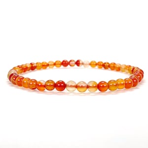 Carnelian 4mm Beaded Grade A+ Genuine Gemstone Bracelet, Men&#39;s 8 Inch Carnelian Bracelet, Courage Crystal Bracelet
