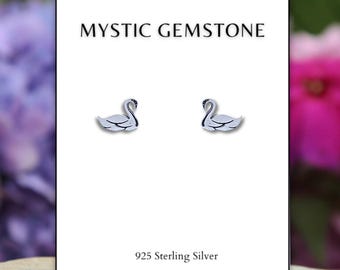 Sterling Silver Swan Stud Earrings: Bird Jewelry