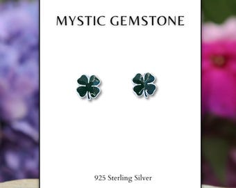 Four Leaf Clover Earrings, Shamrock Studs, Green Lucky Shamrock Earrings, St. Patrick&#39;s Day Earrings, 925 Sterling Silver