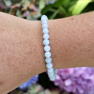 Aquamarine 6mm Beaded Grade A+ Genuine Gemstone Bracelet, Calming Crystal Bracelet, Summer Beach Jewelry, Calming Stone, Energy Bracelet