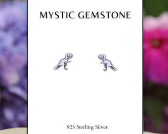 Sterling Silver Dinosaur Stud Earrings: Tiny T-Rex Jewelry