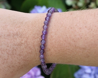 Amethyst Beaded Bracelet, Grade A+ Gemstone, Calming Crystal