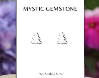 Sterling Silver Pine Tree Stud Earrings: Nature Lover Jewelry