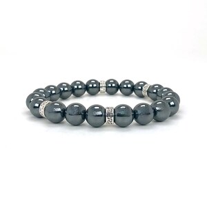 Men&#39;s Hematite 10mm Beaded Grade A+ Genuine Gemstone Bracelet, 8 Inch Bracelet, Protection Bracelet, Men&#39;s Bracelet, Grounding Bracelet