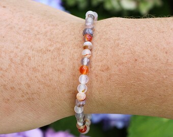 Botswana Agate 4mm Beaded Grade A+ Genuine Gemstone Bracelet, Calming Crystal Bracelet, 7 Inch Wrist Size