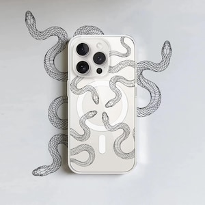 Hesoyam Black Snakes UltraSafe Magsafe Clear Shockproof Case for iPhone 11 12 13 14 15 16 17 Pro Max Mini Plus 6 7 8 XR X Xs Max Plus