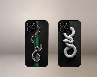 Weiß schwarze Schlangen UltraSafe Stoßfeste Hülle für Apple iPhone 17 16 15 14 13 12 11 XR X 8 7 Samsung Galaxy S 25 24 23 22 21 20 Ultra + Plus