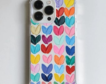 Colorful Hearts UltraSafe Magsafe Clear Shockproof Case for iPhone 11 12 13 14 15 16 17 Pro Max Mini Plus 6 7 8 XR X Xs Max Plus