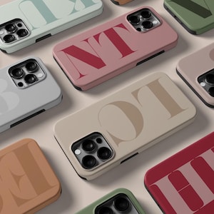 Custom Personalised Initial Monogram iPhone Case Stylish Phone Cover 17 16 15 14 13 12 11 Pro Max Plus Air 16e 17e Tough Case