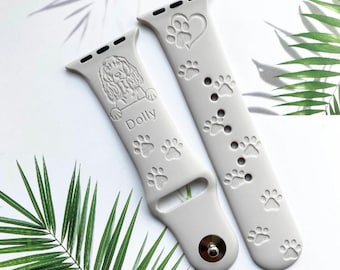 Personligt hundkatt husdjursklockarmband Apple Watch-armband för 38 mm 40 mm 41 mm 42 mm 44 mm 45 mm, silikonarmband för Apple Watch
