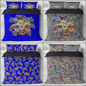 100% Cotton Custom Printed Doona Quilt Duvet Cover - Monster Jam Monster Trucks
