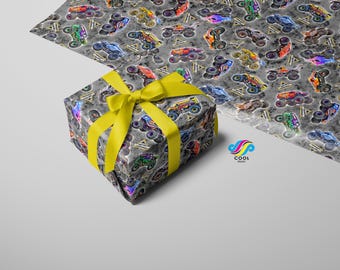Gift Wrap Wrapping Paper Present Monster Truck Themed Party Jam