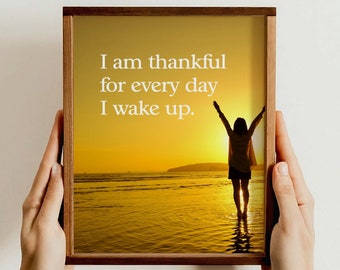 Thankful for Every Day Wall Art, Inspirational Quote Gift, Gratitude Poster Gift, Positive Affirmation Art, Gift for Her, Home Decor Gift