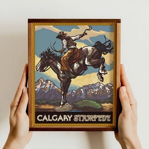 Calgary Stampede Wall Art Print, Cowboy Rodeo Poster, Western Decor, Vintage Style Art, Gift for Rodeo Lovers