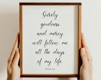 Arte mural cristiano Salmo 23:6, regalo para creyentes, decoración religiosa para el hogar, arte con versículos bíblicos, regalo cristiano para amigos, regalos espirituales