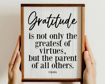 Gratitude Wall Art, Inspirational Quote Gift, Motivational Poster Gift, Positive Affirmation Art, Gift for Her, Home Decor Gift