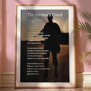 Airman&#39;s Creed Wall Art, Military Wall Decor, Air Force Soldier Poster, USAF Veteran Gift, Patriotic Home Decor, Air Force Graduation Gift