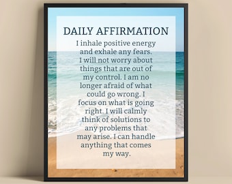 Daily Affirmation Print, Positive Energy Wall Art, Inspirational Quote Poster, Motivational Home Decor,Affirmation Gift, Gift for Positivity