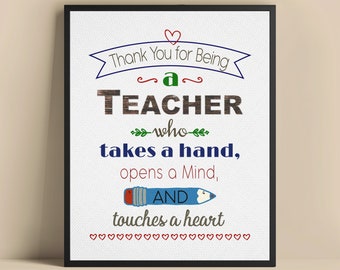 Thank You For Being A Teacher Wall Art - Heartfelt Appreciation Gift - Classroom Decor