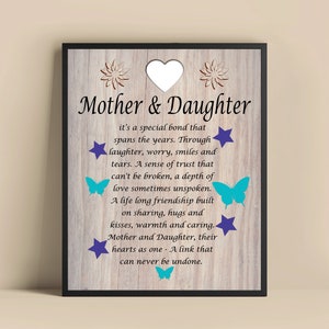 Mother and Daughter Print, Daughter & Mom Quote Art, Family Wall Decor, Emotional Gift for Mom, Daughter Love Poster, Gift for Daughter