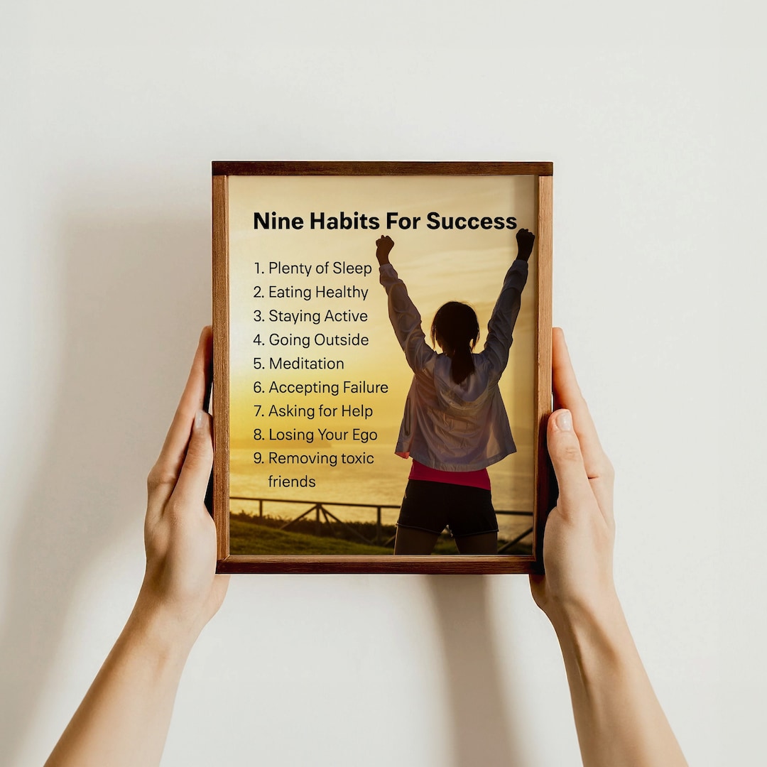 Nine Habits for Success Motivational Wall Art | Inspirational Health ...
