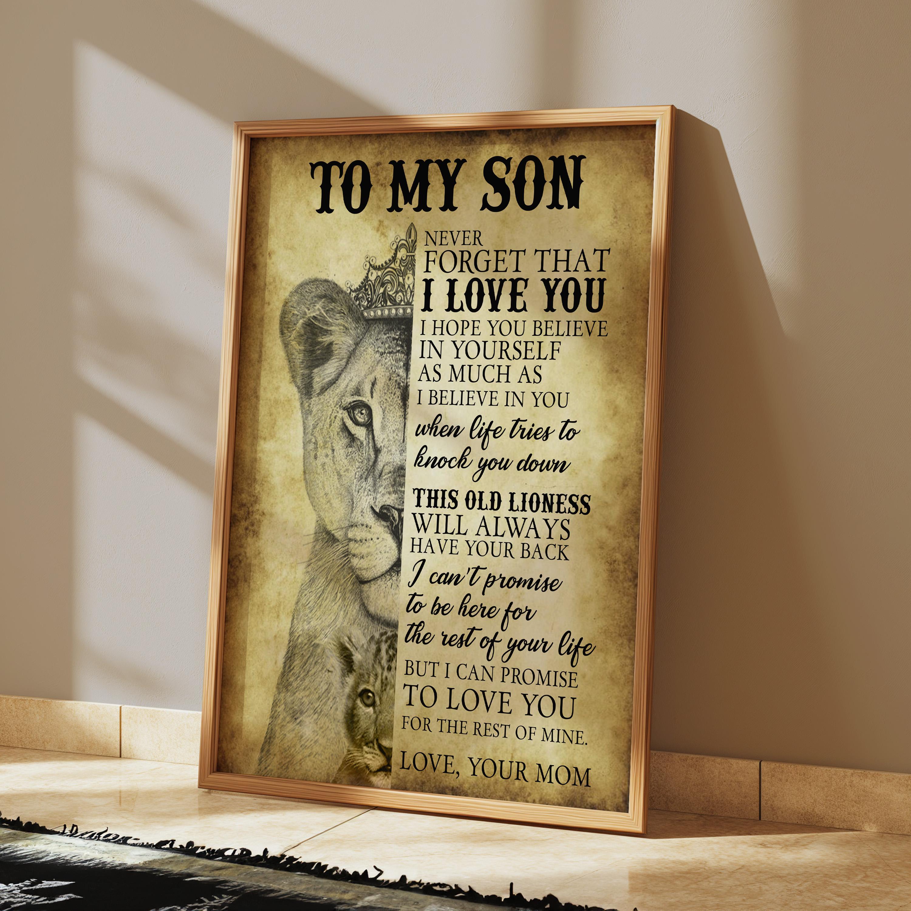 To My Son Wall Art | Lion Mom \u0026 Cub Print | Mother to Son Gift | Inspirational  Quote Poster | Birthday Gift for Son - Etsy, image size:3000x3000