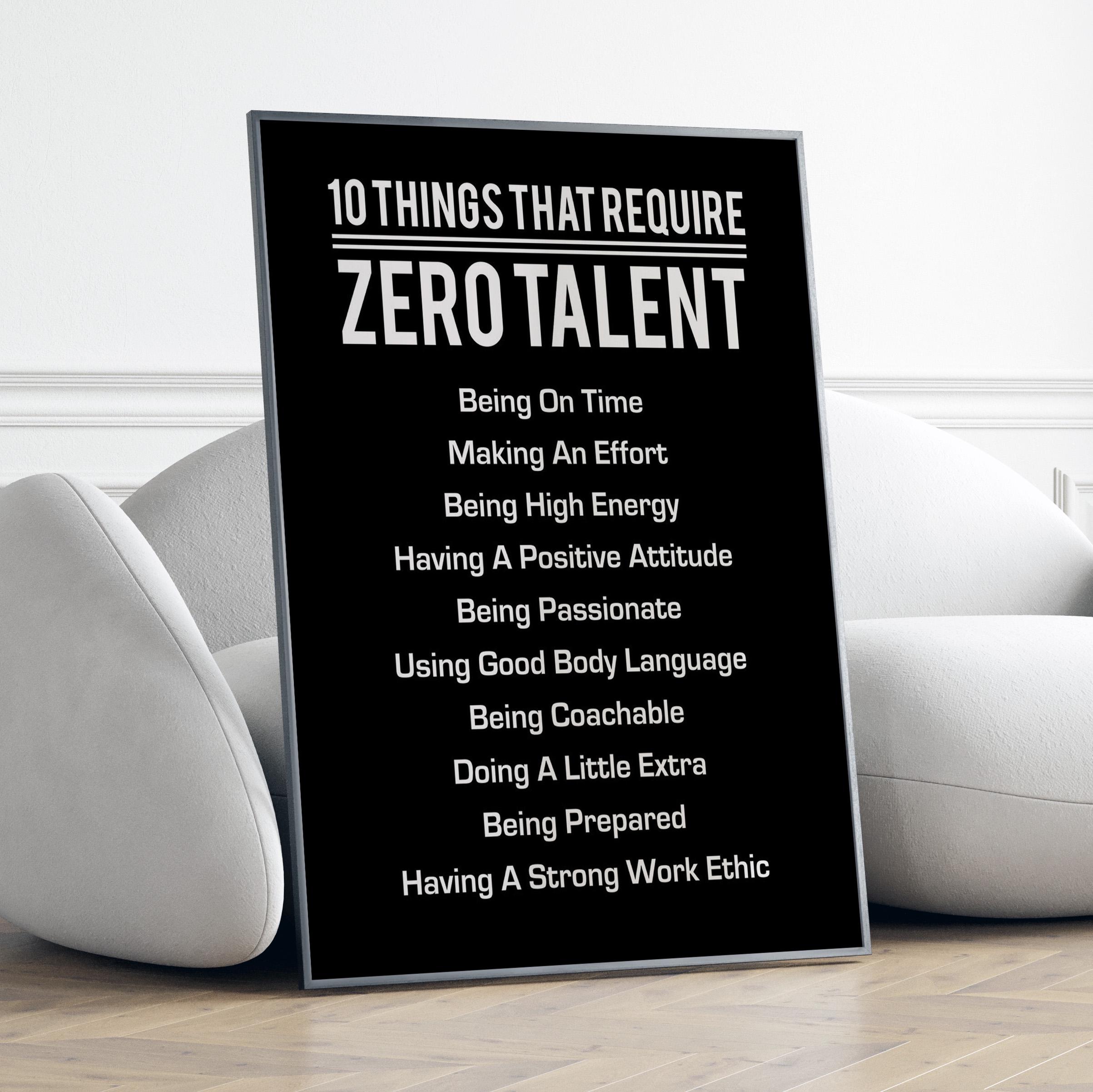 LANIFANT Poster Motivazionale 10 Cose Che Richiedono Talento Zero – 30x40 Cm