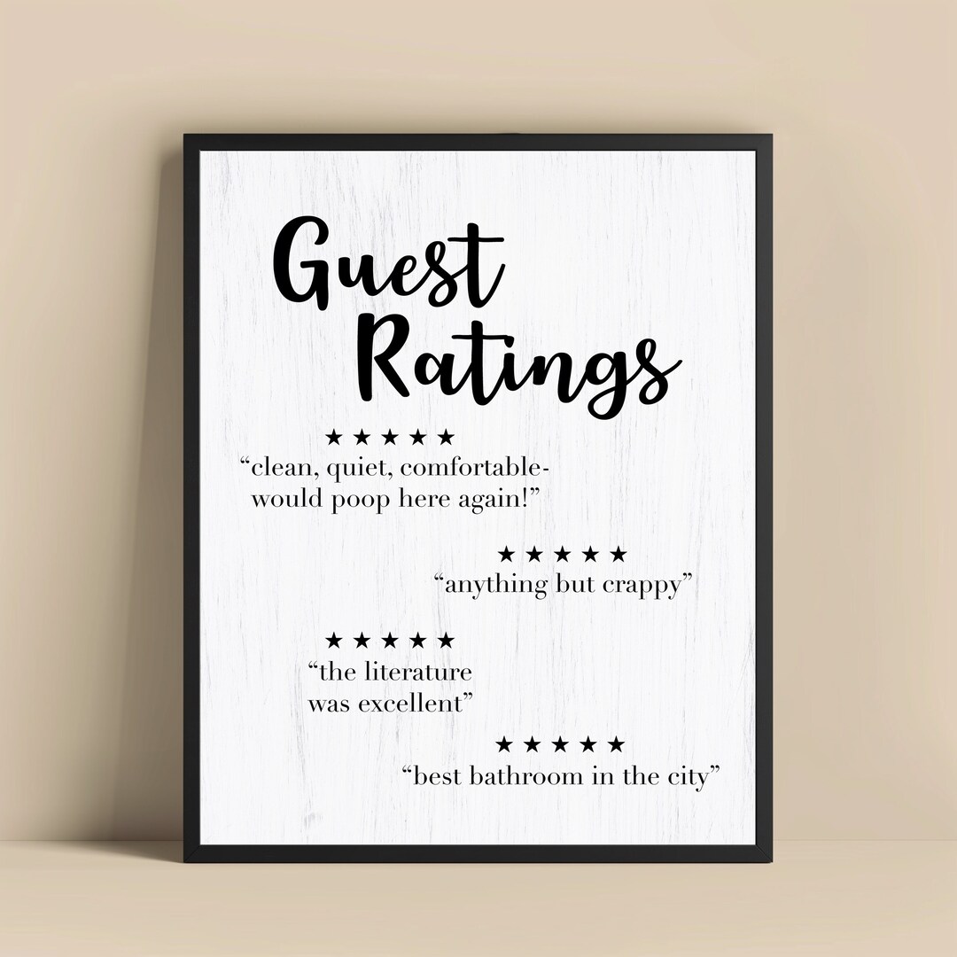 Guest Ratings Bathroom Sign, Funny Bathroom Decor, Humorous Wall Art ...