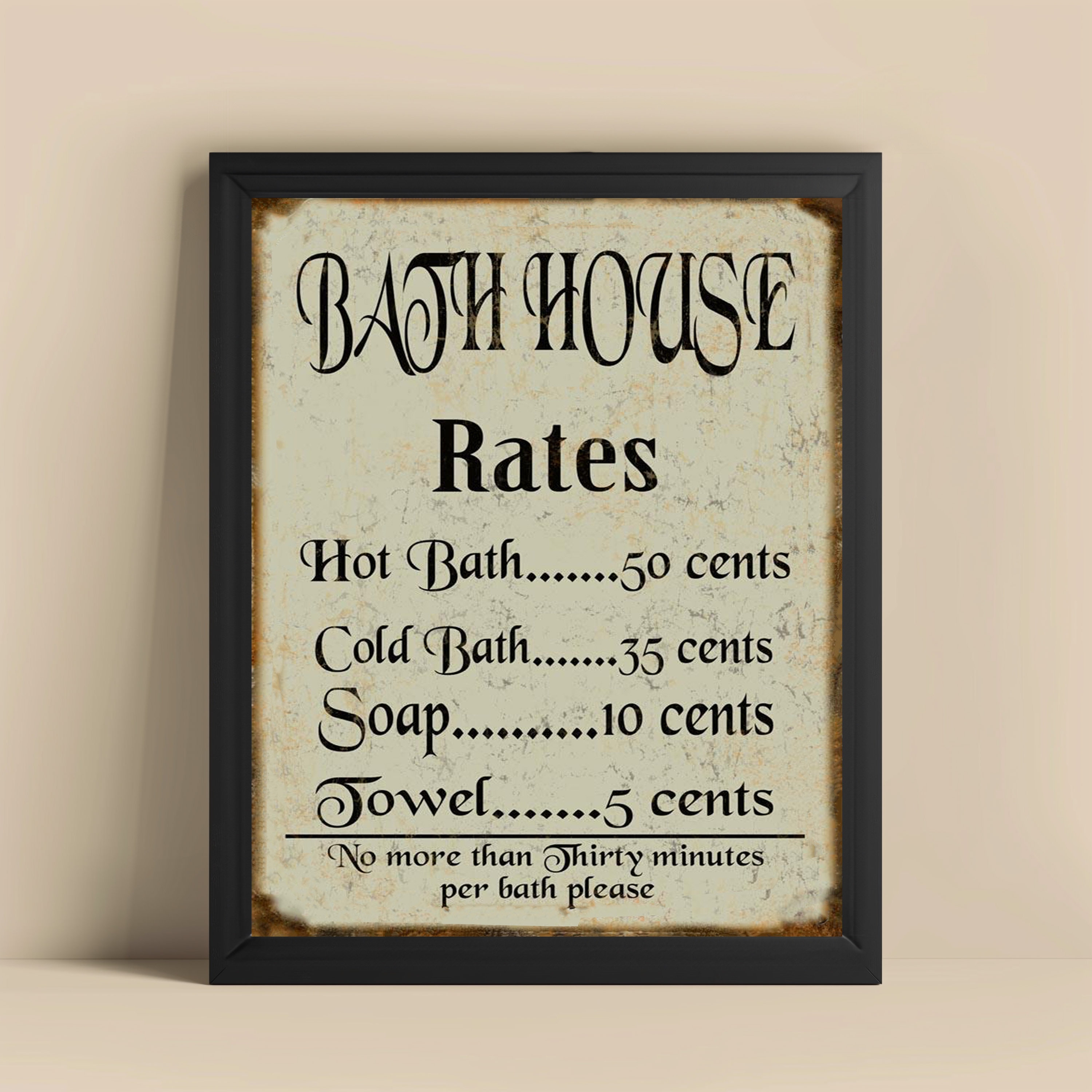 Room Rate Sign Vintage Bath House Rates Sign, Rustic Bathroom Decor, Antique Bath Sign ...