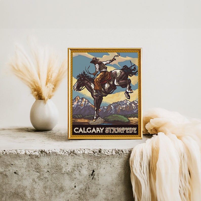 Calgary Stampede Wall Art Print, Cowboy Rodeo Poster, Western Decor
