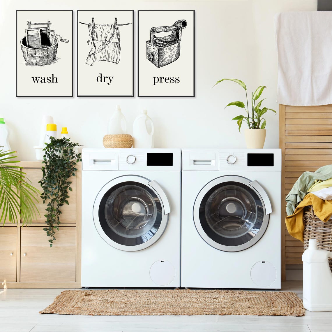 Laundry Wall Art Prints (3-pack) 11x17 Inch Farmhouse Laundry Room ...