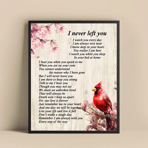 Memorial Wall Art Print - "I Never Left You" - Honor The Memory of Loved Ones and Find Peace - Comforting Quote Poster 8x10 and 11x14 Sizes zdjęcie 2